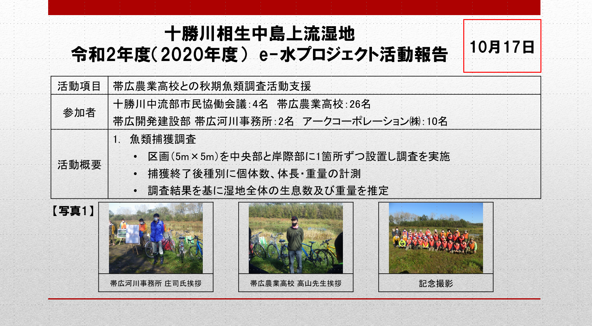 【帯広市】　「十勝川中流部市民協働会議」活動報告